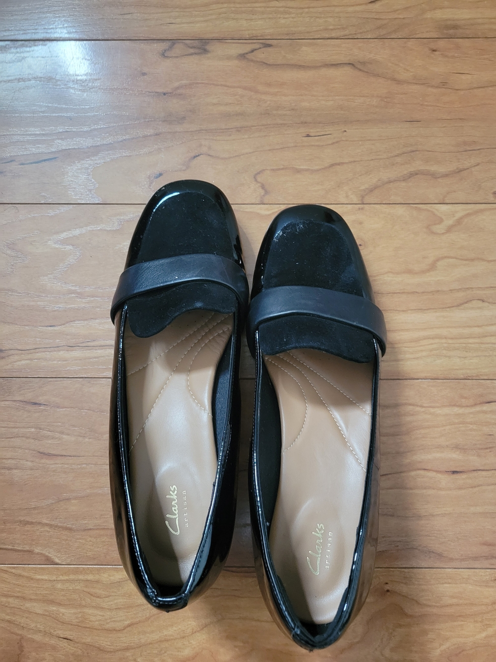 Clarks Black Patent Leather Slip-On Loafers